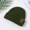 Novo Gorro de Tricô Infantil Transfronteiriço Gorro Pulôver Outono e Inverno Etiqueta de Couro Agulha Lingote Gorro de Tricô Chapéu de Lã para Bebê Chapéu Melão