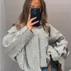 Fabricante transfronterizo de ropa para mujer al por mayor 2026 ZA AliExpress artículo de venta caliente chaqueta a cuadros moderna y elegante
