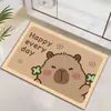 Tapete de Banheiro de Lama de Diatomáceas Capivara Fofa de Desenho Animado Absorvente Secagem Rápida Antiderrapante Tapete de Entrada