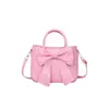 2026 Nuevo Bolso Dulce con Lazo Grande Bolso Cuadrado Pequeño Estilo Femenino Suave Mini Bolso Cruzado de Hombro Multicolor