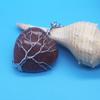 Amazon Hot New Silver Silk Winding Stone Life Tree Luminoso Natural Coração Forma Pêssego Coração Joia Pingente Colar Atacado