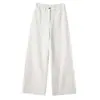 Calça de Sarja Lavada Cáqui Wide-Leg para Mulheres 2026 Nova Coleção Primavera Cintura Alta Emagrecedora Petite Caimento Fluido Reta Casual
