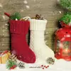 Nuevas decoraciones de calcetines de Navidad transfronterizos, calcetines largos de punto, decoraciones de árbol de Navidad estilo rústico, calcetines para colgar en la chimenea