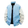 Jaqueta de Baseball Colorida Contrastante Street Fashion Unissex Patchwork Casual Manga Longa Estilo Emagrecedor