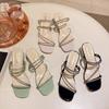 Sandalias Nuevas con Pedrería de Celebridad de Internet para Mujer Este Año, Tacones Gruesos de Verano, Tacones Altos Súper Populares, Nuevas Sandalias de Estilo Hada de Dos Usos