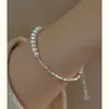 Colar Irregular Fragmentado de Pérola de Imitação Prateada para Mulheres, Corrente para Clavícula, Pulseira Fragmentada de Prata com Design de Nicho