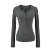 Camiseta de Manga Larga con Botones y Cuello Henry Estilo Pure Desire para Mujer 2025 Primavera y Otoño Nuevo Top Ajustado a la Cintura para Chica Hot