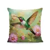 Funda de Almohada para Todas las Estaciones con Diseño de Colibrí, Hibisco, Lobo y Gato, Funda de Cojín para Sofá Decoración del Hogar Estilo Rústico