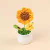 Produto Acabado: Planta de Girassol em Vaso de Crochê Artesanal Transfronteiriço, Ornamento de Flor Artificial para Mesa, Presente para o Dia dos Professores