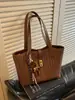 Bolso Tote de Hombro para Mujer, Bolso de Mano, Texturizado Casual Vintage, Gran Capacidad, Nuevo Verano 2026, Patchwork, Hebilla de Cierre, para Viajes Diarios