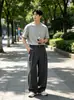 Pantalones blazer sencillos plisados estilo coreano para kendo cómodos, nuevos pantalones de vestir rectos de pierna ancha casuales sueltos de otoño