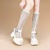 Botas de Malla Hueca Estilo Coreano, Botas Geniales, Botas de Caballero, Botas Martin de Caña Alta, Botas Largas de Suela Gruesa para Mujer, Nuevas Botas Largas de Verano 2026