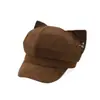 Nueva gorra de béisbol retro con orejas de gato para mujer, hecha de gamuza, con un diseño lindo que hace que la cara se vea más pequeña, versátil para uso casual, venta al por mayor