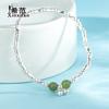 Pulseira de bambu de prata esterlina s925 para mulheres, estilo étnico moderno, pulseira de sino de Jade Hetian de alto nível, estilo blogueira requintado