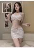 Lencería Sexy Pura Pasión Sexy Encaje Bordado Malla Falda de Cadera Qqny Sexy Divertido Pijama Traje Uniforme para Mujer