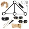 Juguetes sexuales Accesorios SM trípode de metal set de bondage entrenamiento de esclava femenina esposas para mano y pie dispositivo de tortura con cuerda