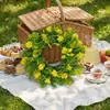 Guirnaldas de flores verdes artificiales estilo casa de campo, guirnaldas de primavera rurales para puerta con flores verdes y amarillas realistas, guirnaldas de flores artificiales para decoración del hogar en paredes de puerta principal, decoraciones festivas estacionales de Pascua, San Valentín, verano