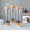 Copo de Energia de Vidro com Pedras Naturais e Bambu Tela de Bambu Garrafa de Chá com Infusor de Vidro Copo de Chá de Pedra