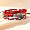 Nuevo Conjunto de Pulseras Trenzadas Arcoíris de Hilo con Cuentas de Estilo Étnico, Sencillo y Moderno, Superventas Transfronterizo Multicapa