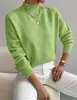 Suéter de Gola Alta Meia-Calça Outono e Inverno Cruzado de Malha Longa Moda Feminina Comércio Exterior Amazon Cor Sólida Solto Top de Malha