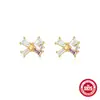 Pendientes de plata de ley S925 ojo de caballo gota de agua doble mariposa estilo europeo y americano francés súper brillantes temperamento estilo INS
