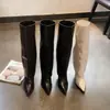 Botas de tacón alto estilo chica coreana picante para mujer, otoño e invierno, sexys botas de tacón de aguja con punta fina, botas altas hasta la rodilla adelgazantes