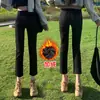 Pantalones Vaqueros Rectos Tubo Humo Negro para Mujer Primavera y Otoño 2024 Nuevos Pantalones Baguette Pequeños de Nueve Puntos