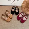 Zapatos de princesa de moda para niñas 2026 primavera y otoño nuevos mocasines versátiles de gamuza para niños con suela blanda
