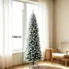 Árbol de Navidad artificial verde de PVC con luces, estilo delgado tipo pluma, decoración navideña al por mayor