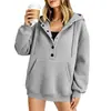 Otoño/Invierno 2026 Estilo Europeo y Americano Transfronterizo Nuevo Holgado de Corte Medio Manga Larga Bolsillo Cuello Abotonado Casual Sudadera con Capucha para Mujer