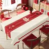 Mantel de boda rojo, lavable, a prueba de aceite, impermeable, mantel de comedor, nueva cubierta festiva para mesa de té 2024, cubierta de compromiso