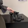 Sandalias de Tacón Alto Estilo Francés para Mujer, Modelo Nuevo de Verano 2025 a la Moda, Estilo Celebridad de Internet, Sandalias Ligeras de Tacón Fino para Deslizar