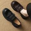 2026 Novo Estilo Mocassins com Laço, Solado Grosso, Bico Redondo e Salto Bloco para Mulheres, Moda de Nicho, para Ir ao Trabalho, Casuais, Elegantes, Sapatos de Couro