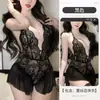 Lencería Sexy para Mujer, Estilo Puro Deseo, Busto Pequeño, No Necesita Quitarse, Body de Encaje Transparente para Dormir, Set 2123 que No Necesita Quitarse