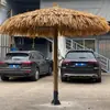 Sombrilla de Paja Simulada para Casas de Huéspedes, Sombrilla de Champiñón con Palo Central para Exteriores, Parasol Decorativo de Paja a Prueba de Sol y Lluvia para Patio