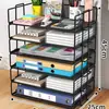 Estante de escritorio para archivos A3A4, organizador de archivos de metal, estante de almacenamiento de oficina, portadocumentos multicapa de hierro, caja de almacenamiento, estantería