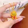 Colgante de Latón Chapado en Oro de Unicornio Propicio para Mujer, Cadena de Suéter de Moda de Lujo Ligero con Personalidad Simple, Oro Arena de Alta Retención de Color