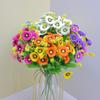 5 Cabezas de Narciso, Crisantemo Pequeño, Decoración de Piso para el Hogar, Flores Artificiales, Venta al por Mayor de Comercio Exterior Transfronterizo, Ramo Simulado para Celebraciones de Boda