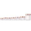 Botella de crema transparente de 30 g, de vidrio esmerilado, vacía, de 50 g, en oro rosa. Productos cosméticos.