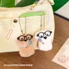 Óculos de Agachamento Filhote de Cachorro Adesivo Magnético Boneca Chaveiro Acessórios Par de Desenho Animado Boneca de Pelúcia Pingente de Bolsa