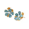 Pendientes de Flor Exagerada de Perla de Imitación Nuevos de Moda Europeos y Americanos Transparencia de Lujo Ligero Pendientes de Pétalo Versátiles Pendientes