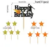 Amazon Nova Festa de Aniversário com Tema de Basquete Papel Glitter Estrelas de Bolo Vários Tamanhos Palitos de Bandeira Decoração de Festa Inserções