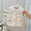 Colete acolchoado e espesso de desenho animado para meninas outono e inverno, top estiloso para bebê, colete de inverno para crianças