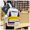 Mochila Casual de Cor Contrastante Estilo Harajuku Mochila Feminina Engraçada de Menina Fantasma Mochila Retrô Americana Estudante do Ensino Médio Bolsa Escolar