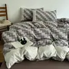 Juego de Cuatro Piezas con Borde de Encaje Vintage Clase A, Engrosado Otoño e Invierno, Fresco Juego de Ropa de Cama de Lino Floral