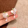 Jardim de Flores da Ilha Azul~Pingente de Gota d'Água Diamante Cintilante Brincos de Flores Azuis para Mulheres, Design Simples de Nicho, Brincos Únicos e Bonitos