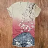 Blusas de manga corta para mujer transfronterizas, camisetas de cuello en V para mujer con diseño estilo chino y estampados florales, impresión 3D, disponibles para venta al por mayor a partir de una pieza