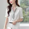 Camisa elegante de manga larga estilo francés con cintas, ropa de mujer, nueva colección primavera-otoño 2026, top de satén profesional para el trabajo