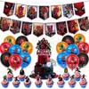 Hombre araña: Decoración de Fiesta de Cumpleaños Tema Un Nuevo Día Banderín Banderines de Tirar Toppers para Pastel Set de Globos