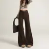 Jeans de microcampana color café no ajustados para mujer, nuevo estilo de verano 2026, de cintura alta, holgados, adelgazantes, pantalones de campana